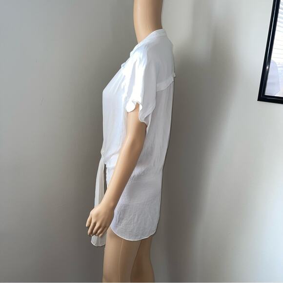 H By Halston Tie Front Blouse Shirt Top - Picture 4 of 6